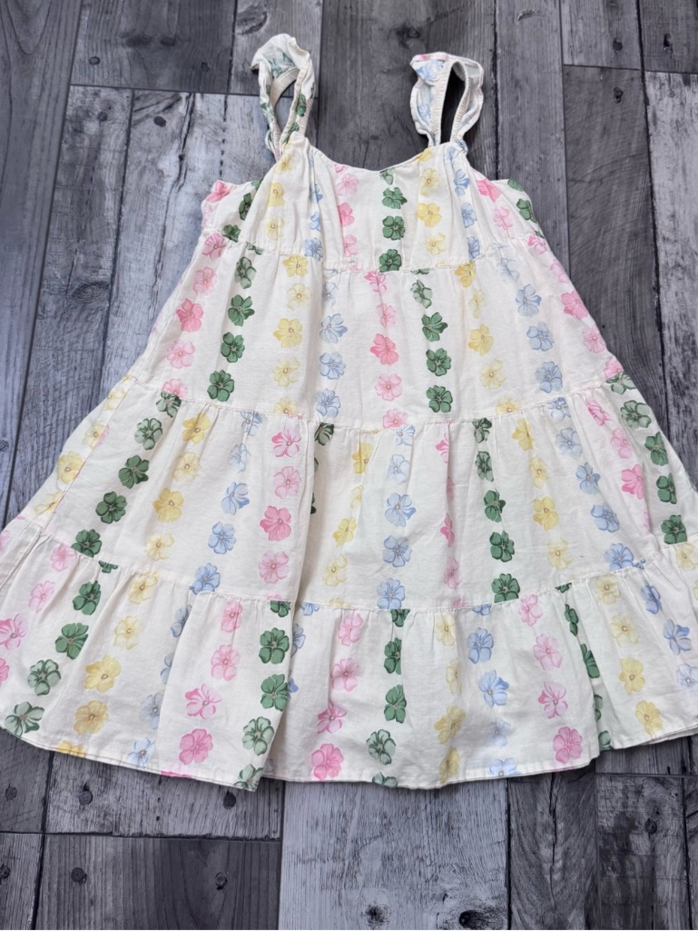 Janie and Jack Spring Summer White Floral Watercolor Print  Dress Girls Size 5